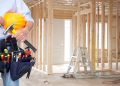 Handyman with a tool belt. House renovation service.