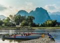Beautifull landscape on the Nam Song River in Vang Vieng, Laos.